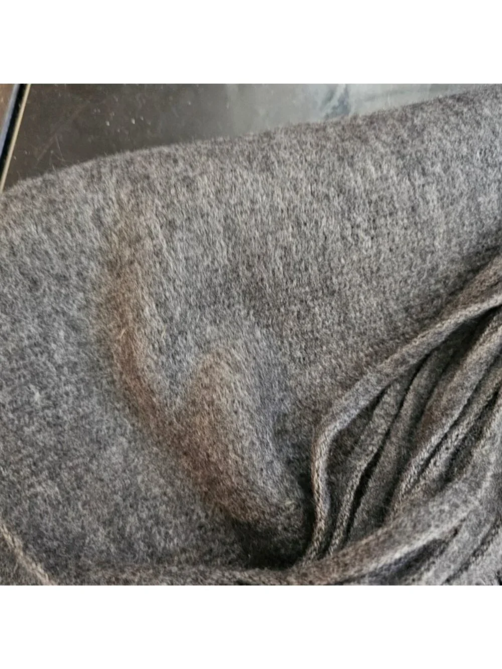 Lucky Brand Gray Fringe Knit Scarf Polyester & Acrylic Blend Soft & Stylish
